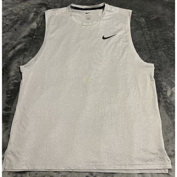 LARGE Nike Dri-Fit Gray Sleeveless Top Style CZ1184-073 - Picture 1 of 7